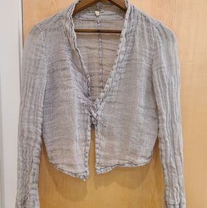 Eileen Fisher Linen Crop Cardi with tie size xs